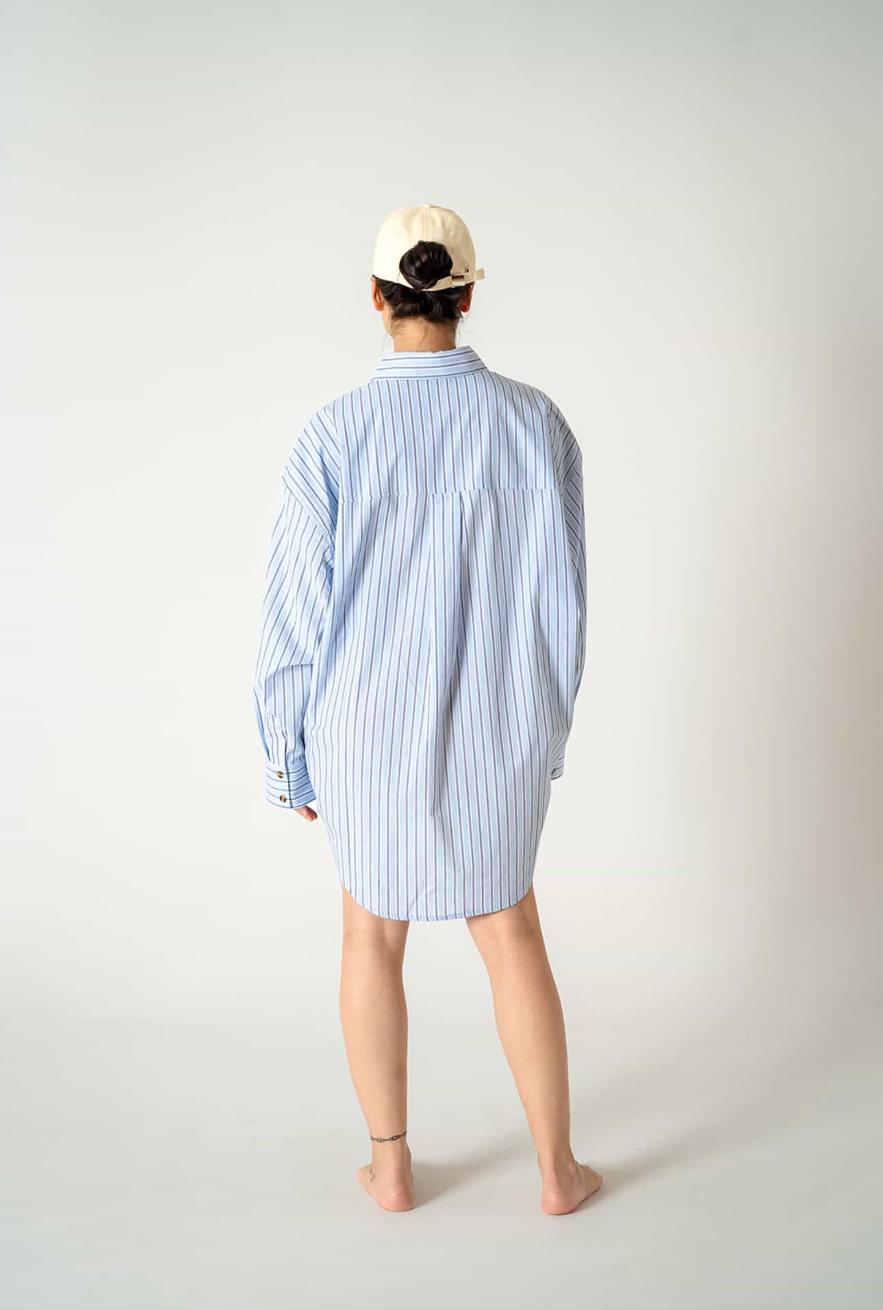 Abbie Oversized Boyfriend Shirt | Blue Stripe