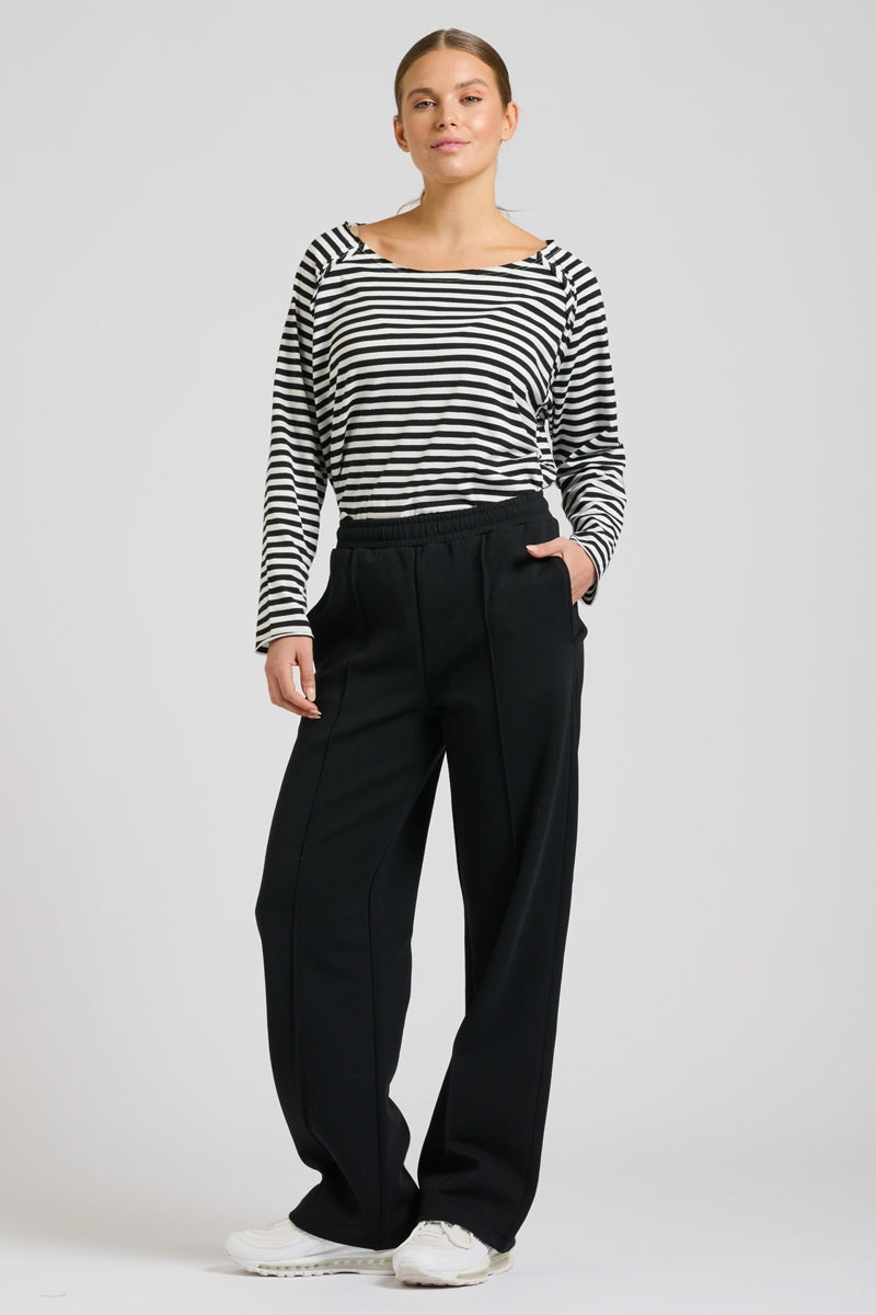 Lola Velvet Stripe Pant | Black