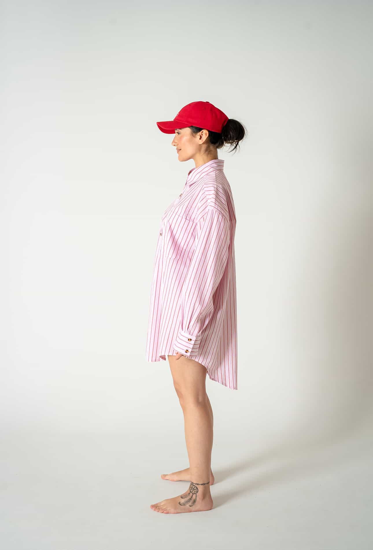 Abbie Oversized Boyfriend Shirt | Pink Rose / Cherry Red
