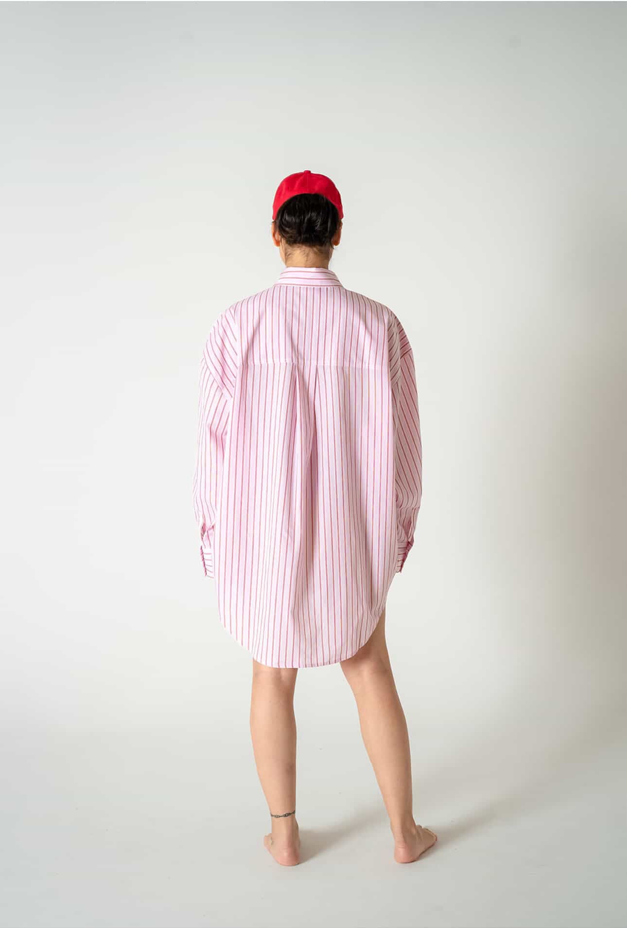 Abbie Oversized Boyfriend Shirt | Pink Rose / Cherry Red