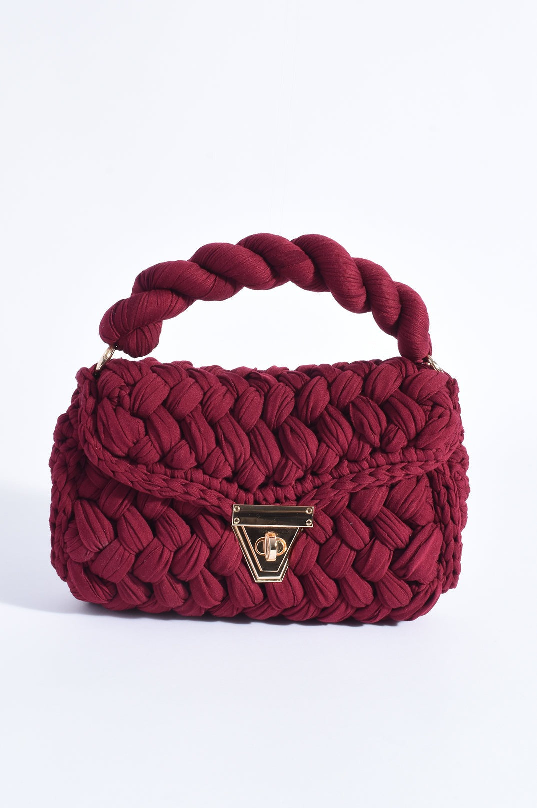 Annabel Chunky Plaited Handbag | Burgandy