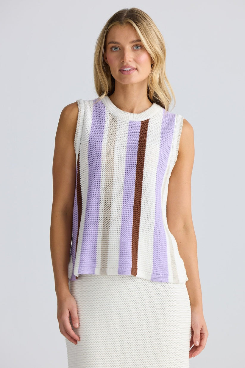 Darcia Knit Top | Lilac Stripe