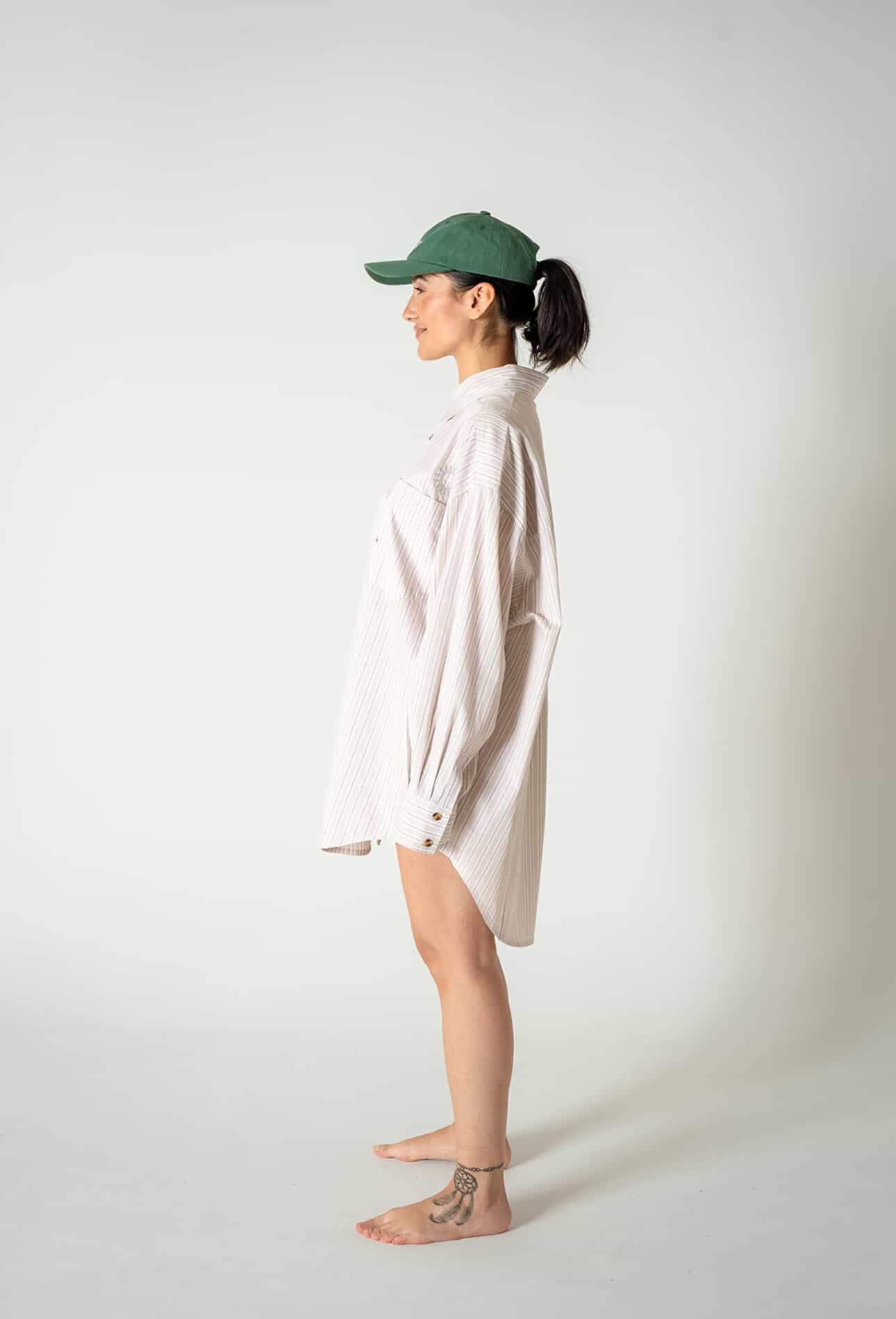 Abbie Oversized Boyfriend Shirt | Beige Stripe