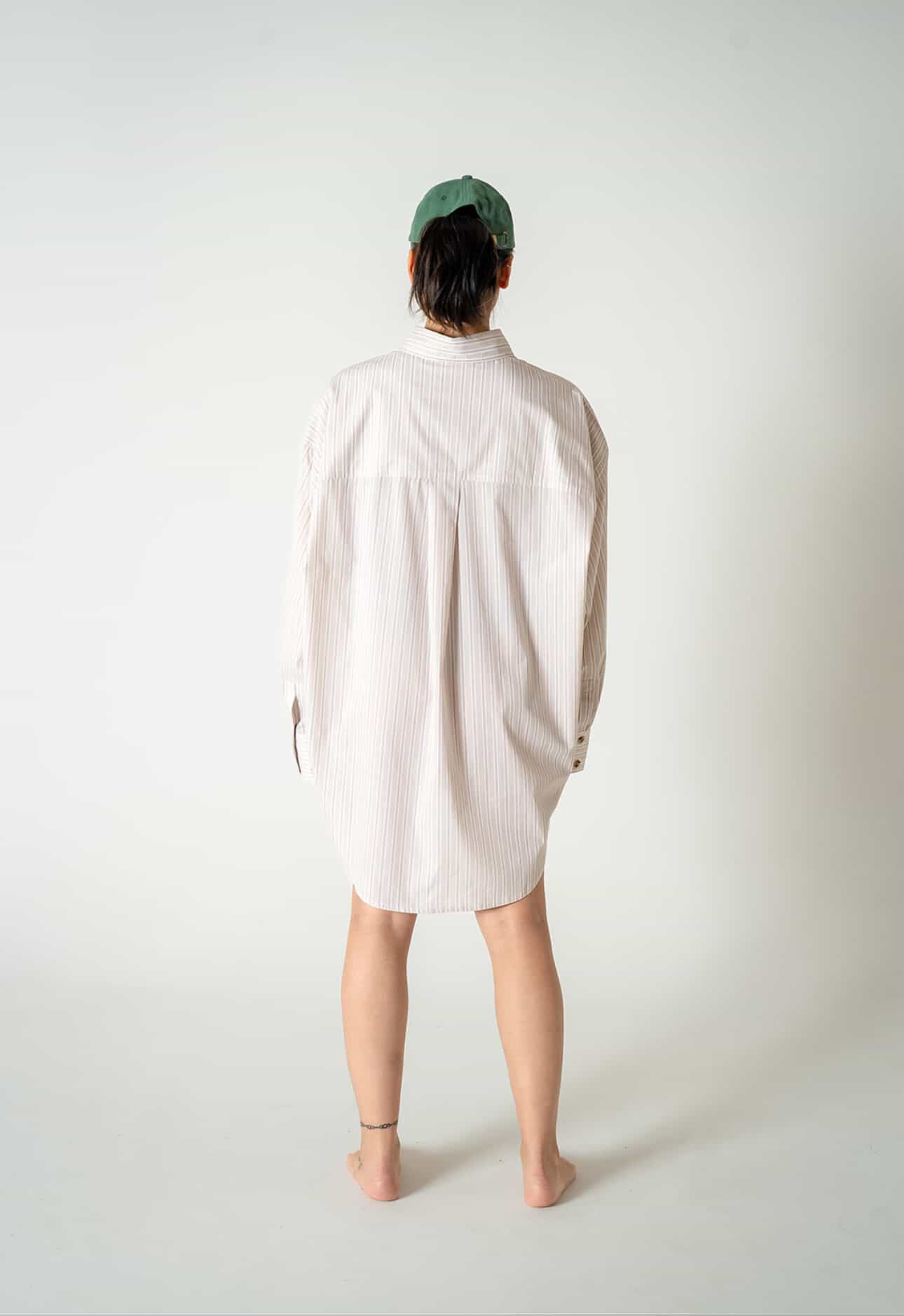 Abbie Oversized Boyfriend Shirt | Beige Stripe