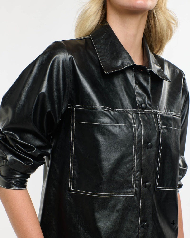 Leather PU Shirt | Black