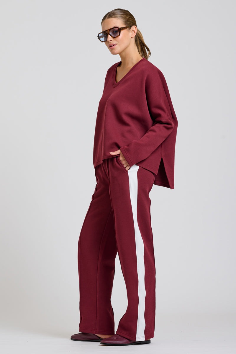 Lola Ivory Stripe Pant | Plum