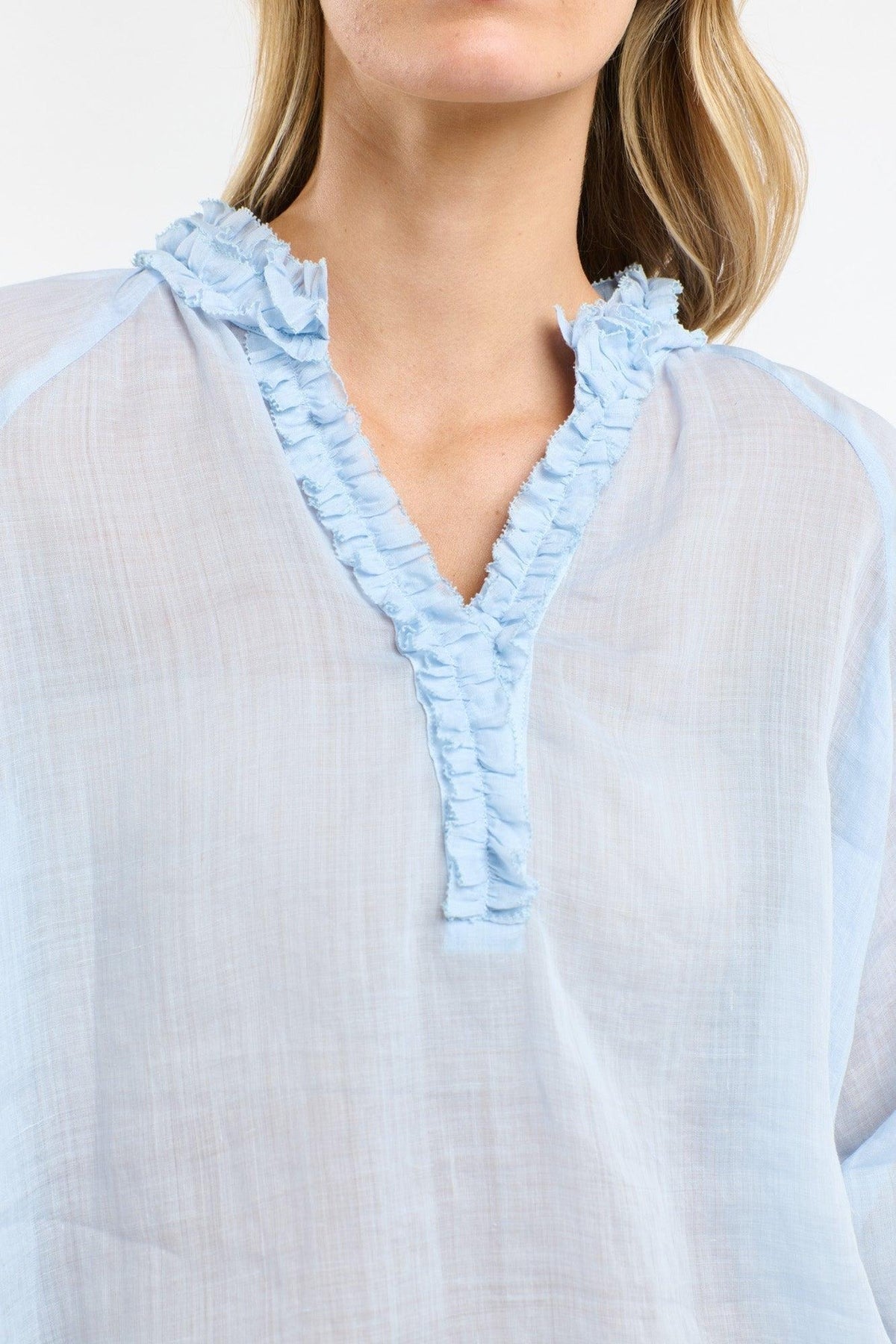 Cha Cha Frill Top | Powder Blue