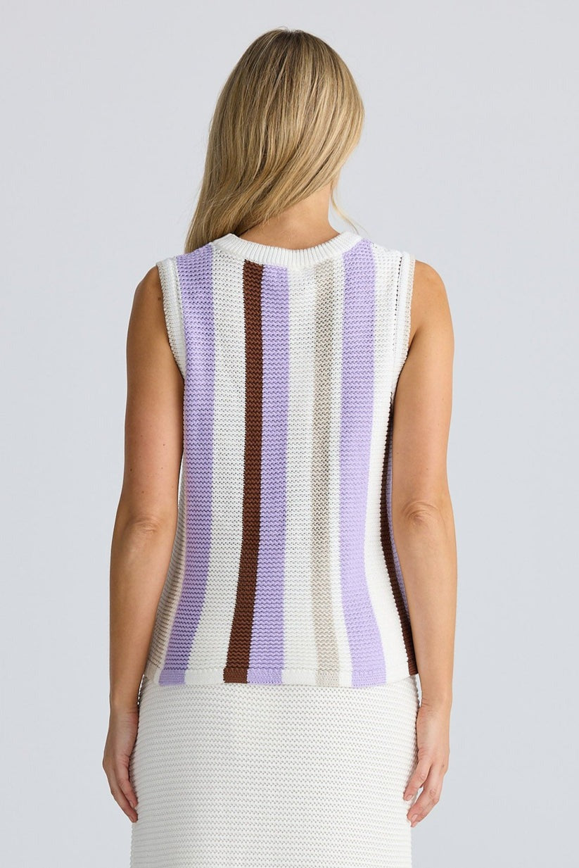 Darcia Knit Top | Lilac Stripe