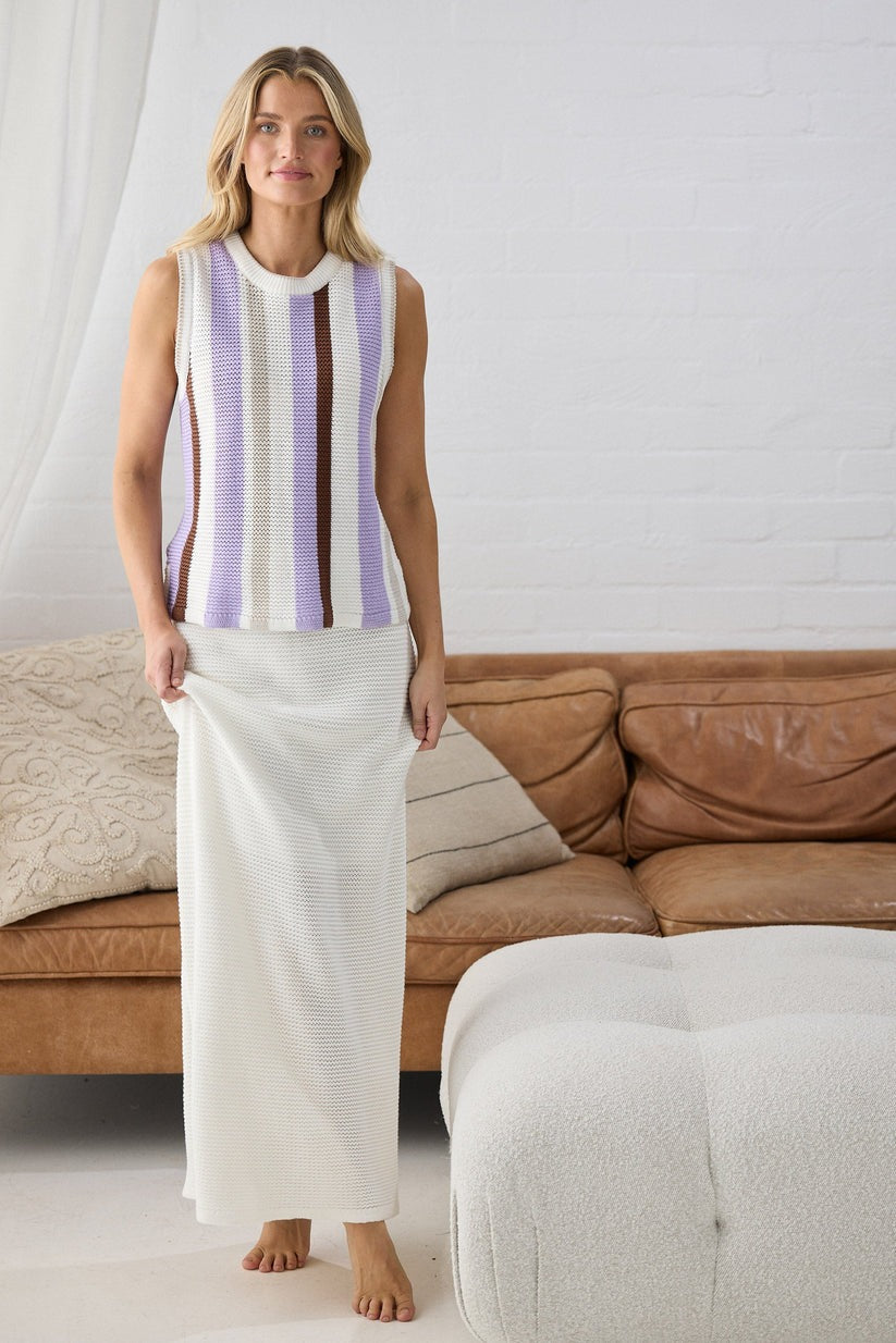 Darcia Knit Top | Lilac Stripe