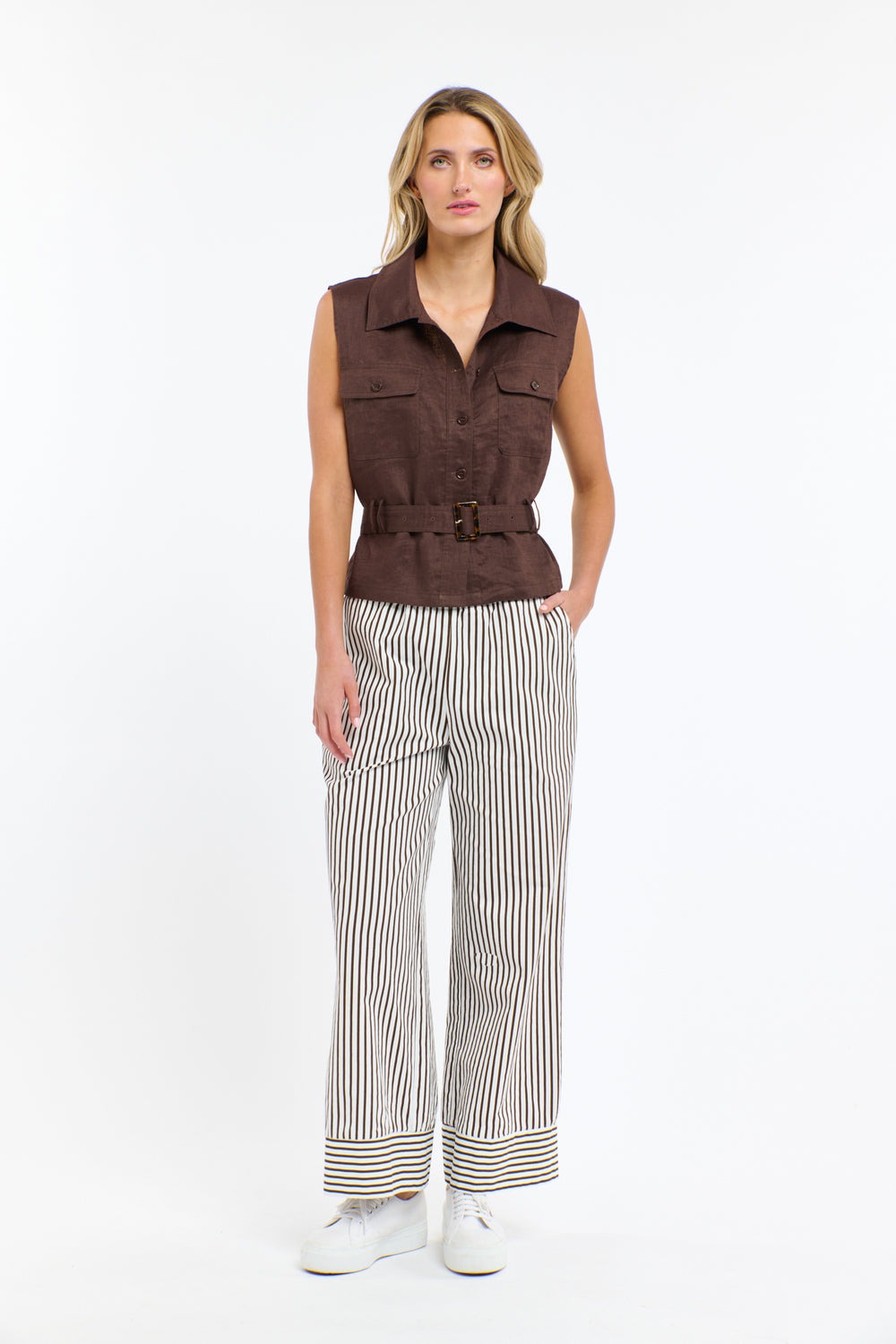 Perry Linen Vest | Chocolate