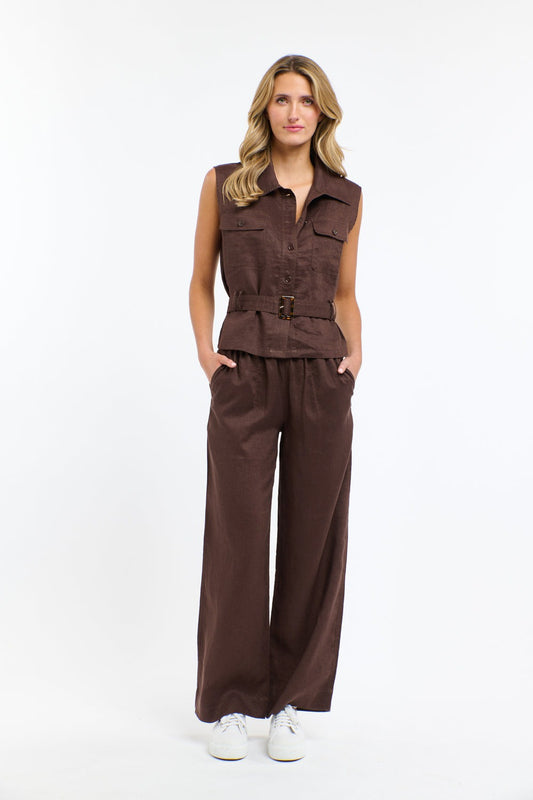 Perry Linen Pants | Chocolate