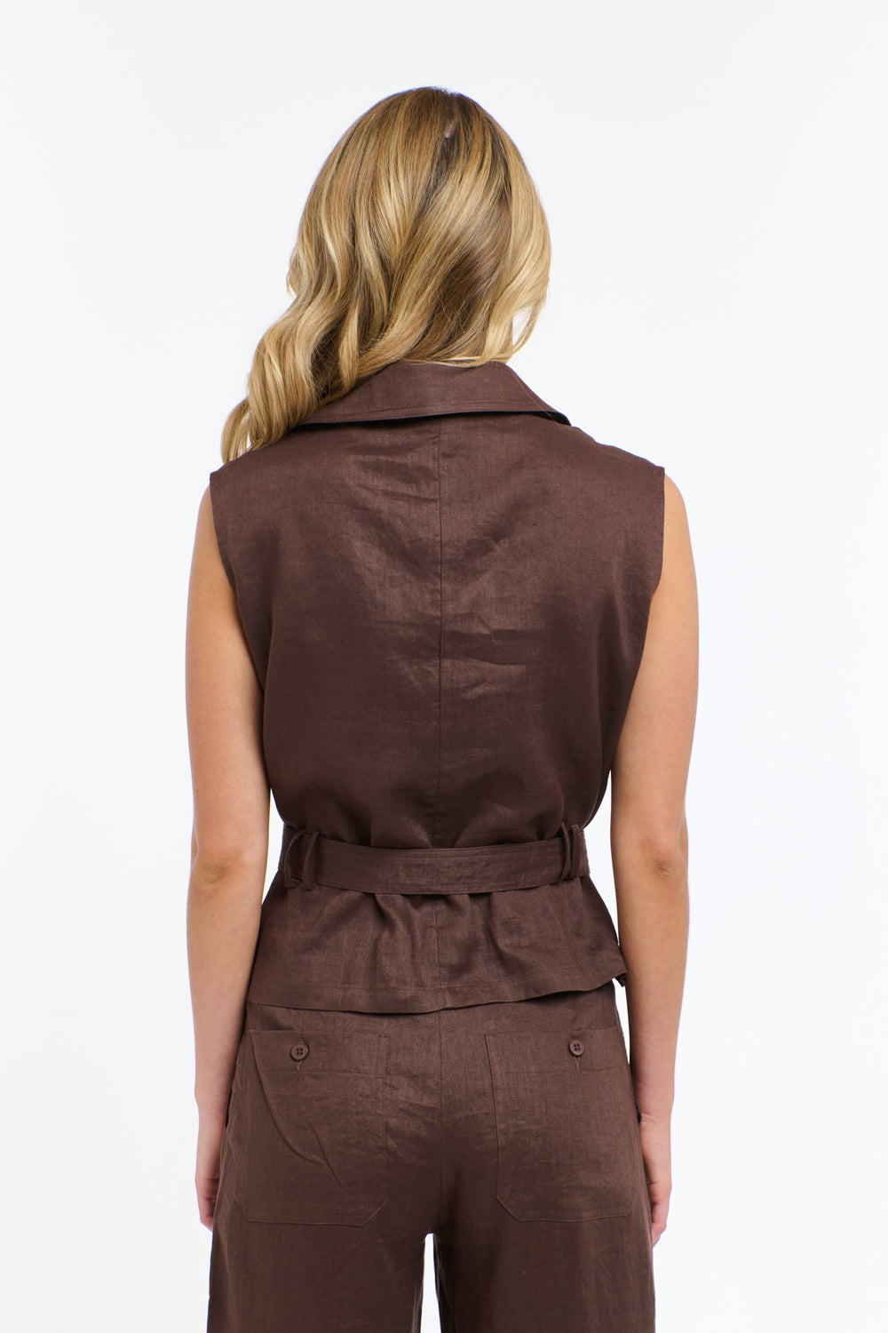 Perry Linen Vest | Chocolate