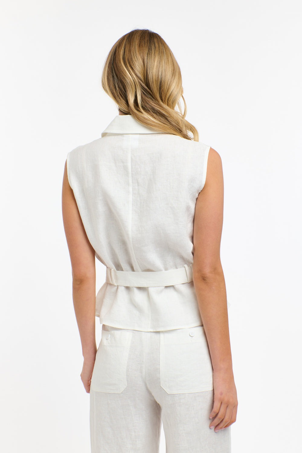 Perry Linen Vest | White