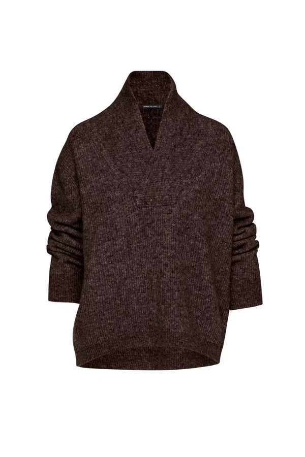 Moritz Alpaca Wrap Collar Knit | Espresso