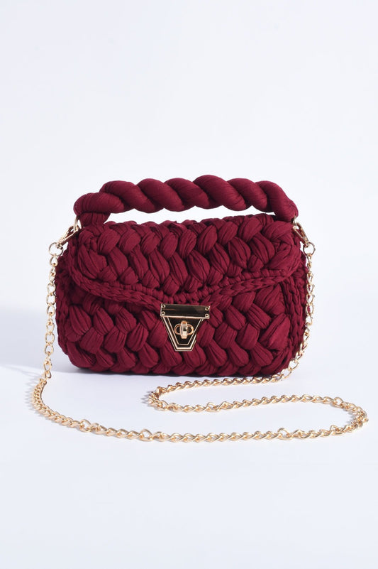 Annabel Chunky Plaited Handbag | Burgandy