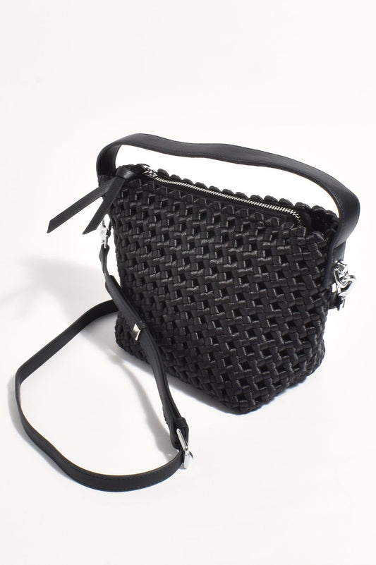 Sadie Satin Weave Handbag | Black