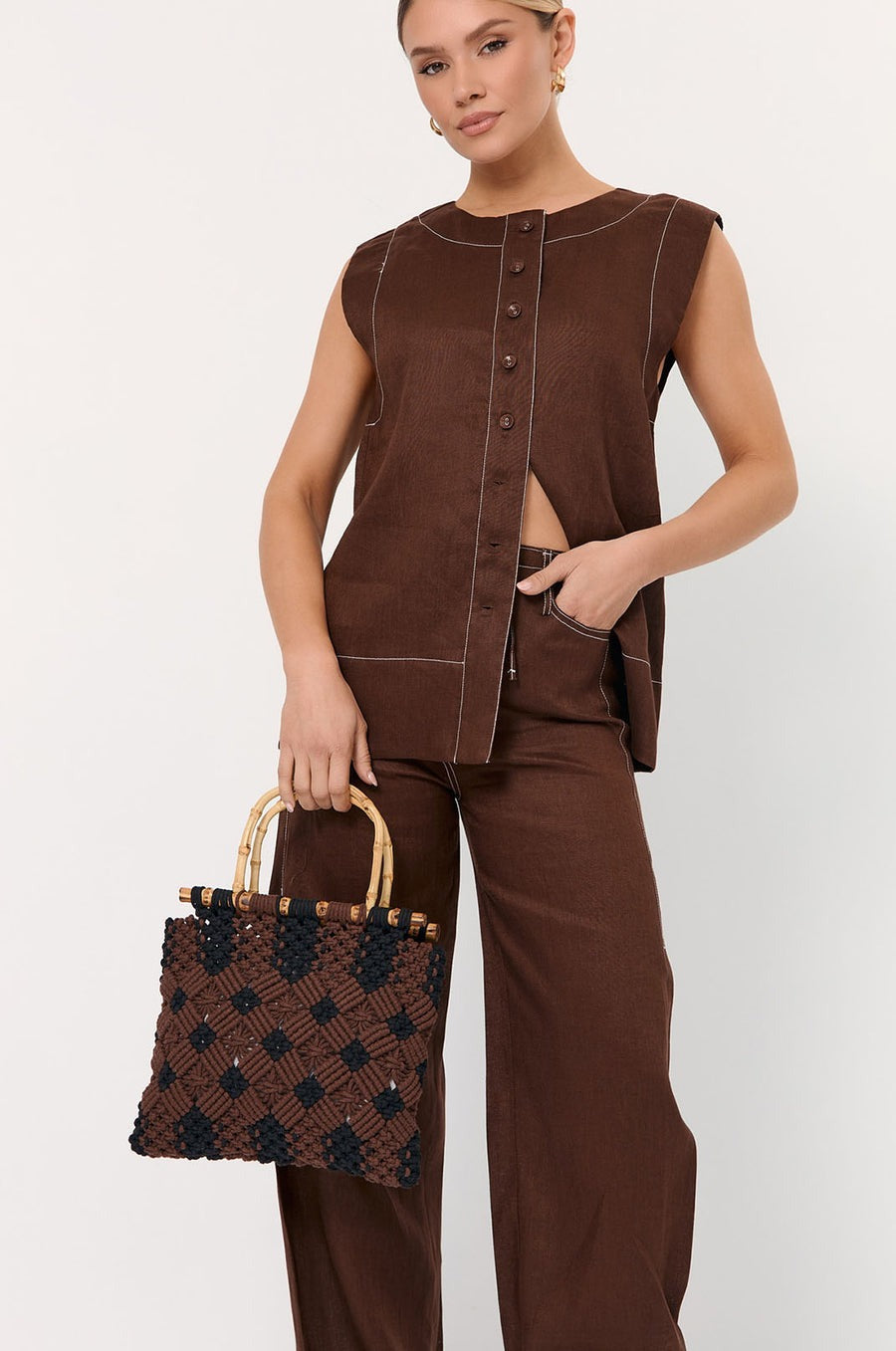 Brittney Crochet Bamboo Handle Bags