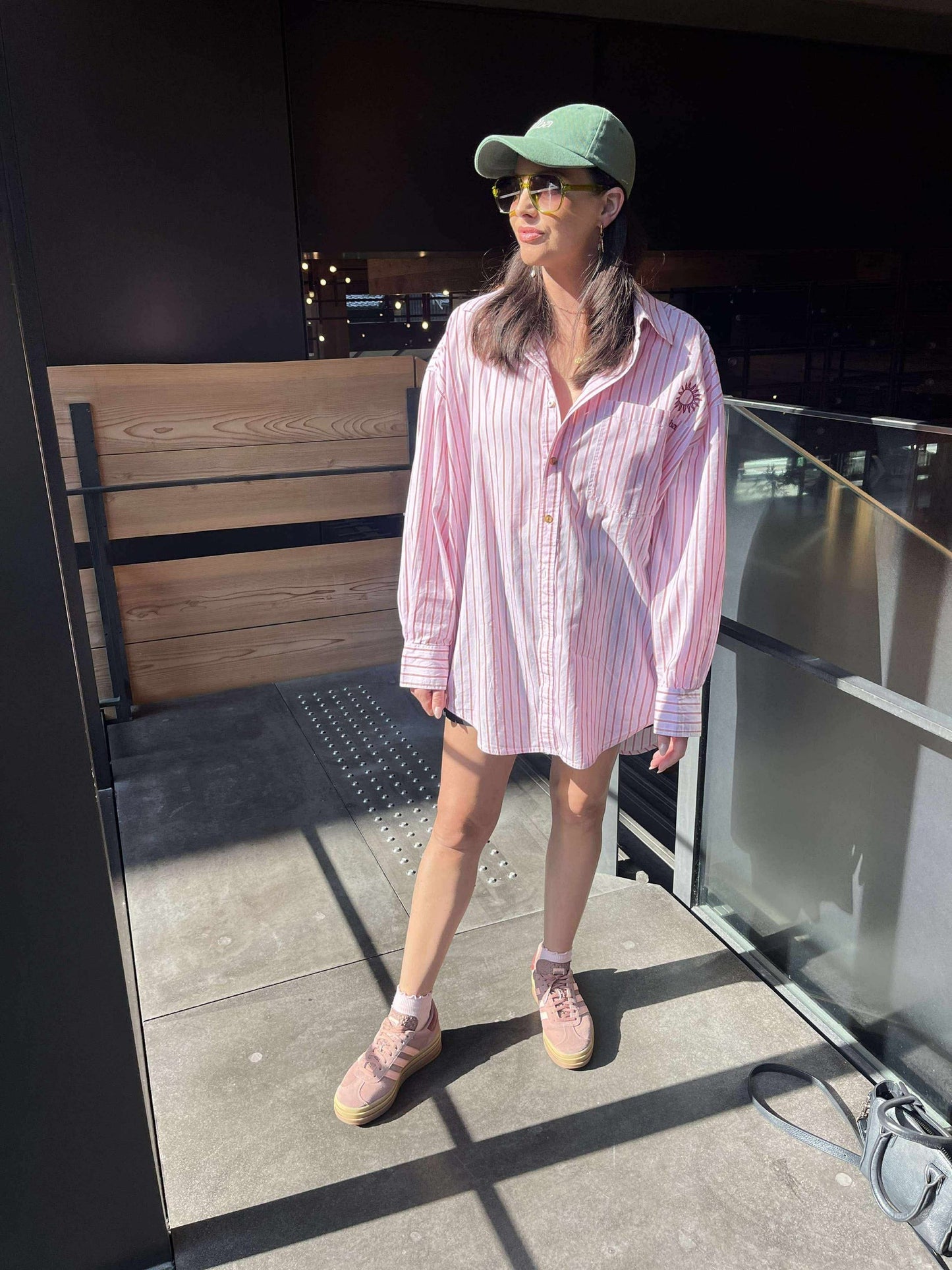 Abbie Oversized Boyfriend Shirt | Pink Rose / Cherry Red