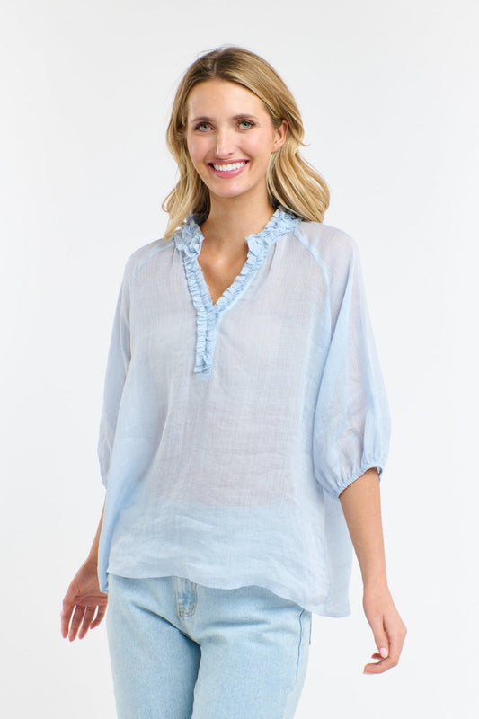 Cha Cha Frill Top | Powder Blue