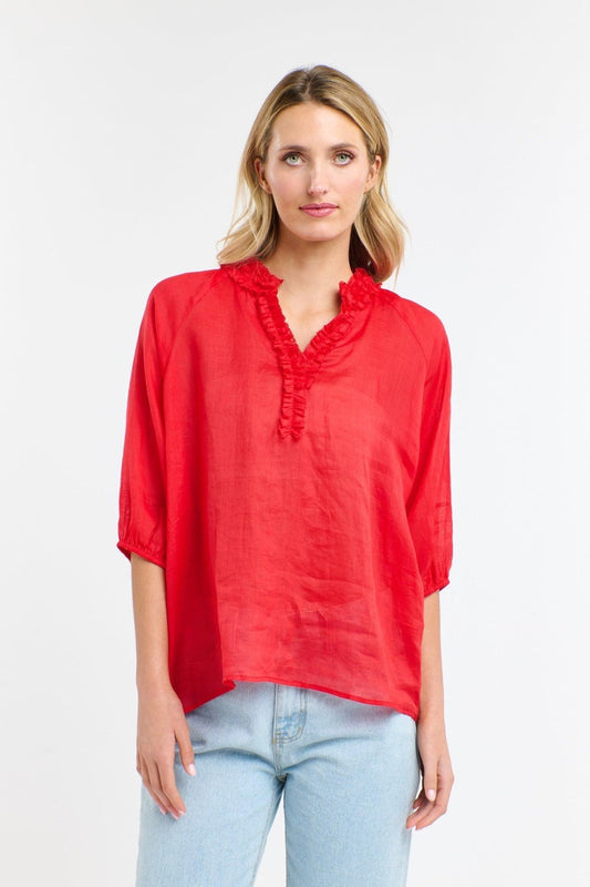 Cha Cha Frill Top | Red