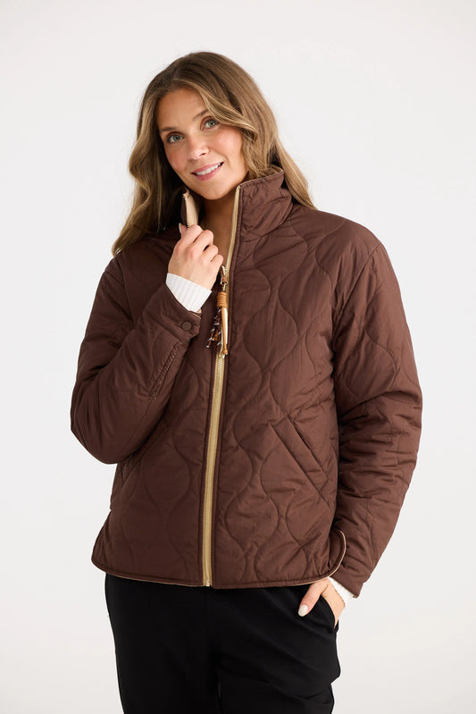 Ellis Puffer | Chocolate w Taupe