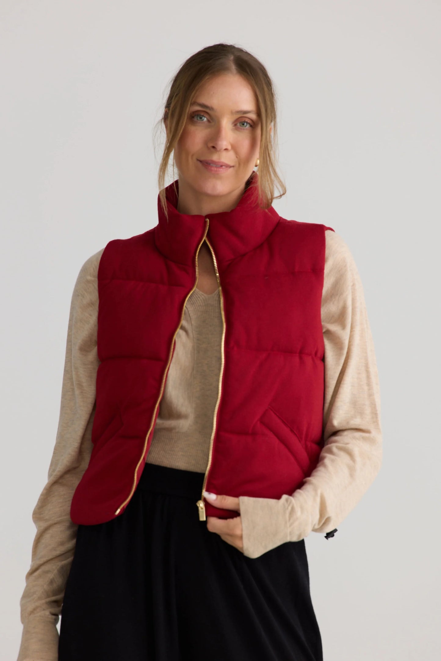 Tate Puffer Vest | Red
