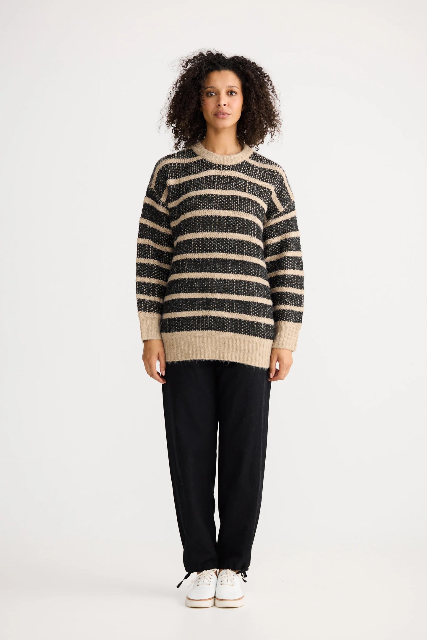 Mira Knit | Black w Cedar Stripe