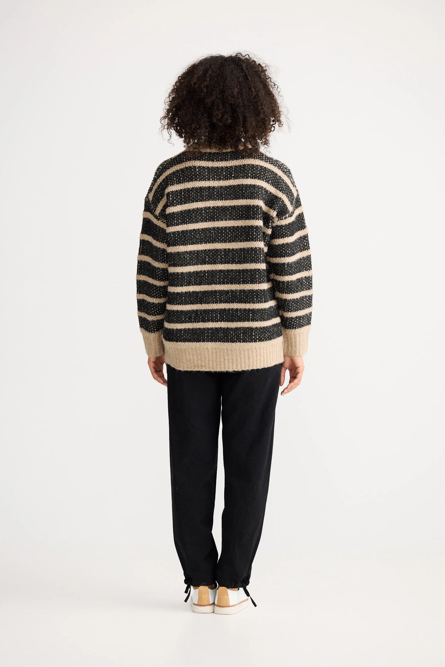Mira Knit | Black w Cedar Stripe