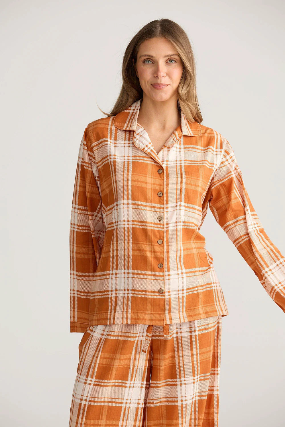 Salutation Pyjama Set | Bronze Plaid Check