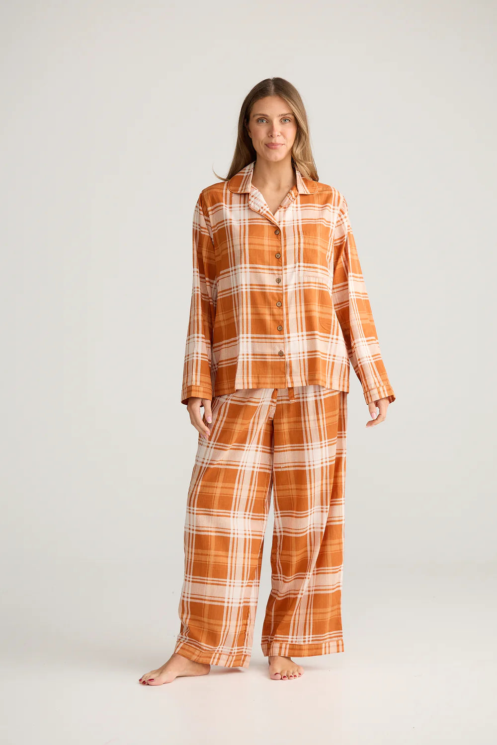 Salutation Pyjama Set | Bronze Plaid Check