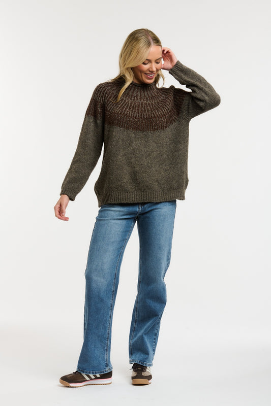 Yoke Lurex Knit | Mocha