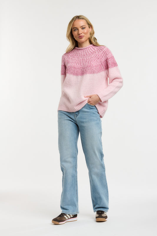 Yoke Lurex Knit | Pink