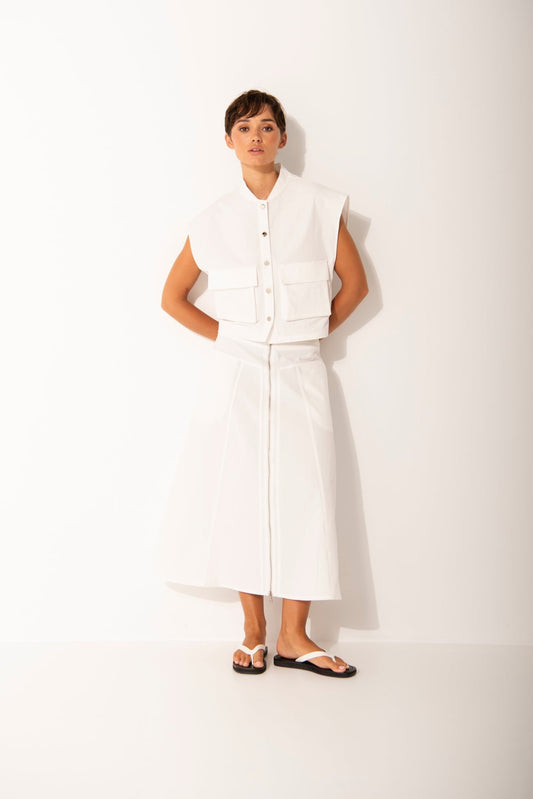 Corfu Cargo Pocket Vest | White