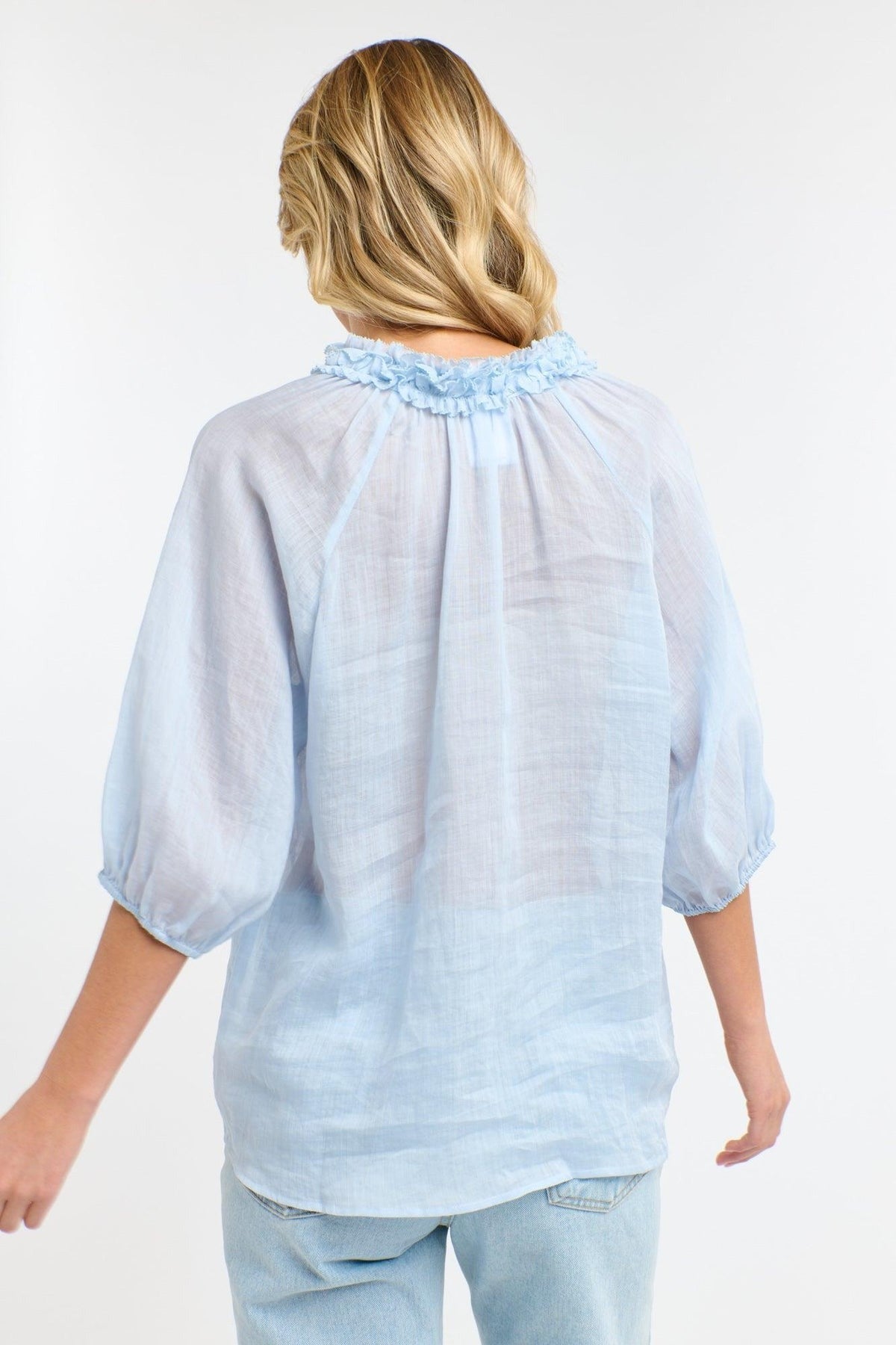 Cha Cha Frill Top | Powder Blue
