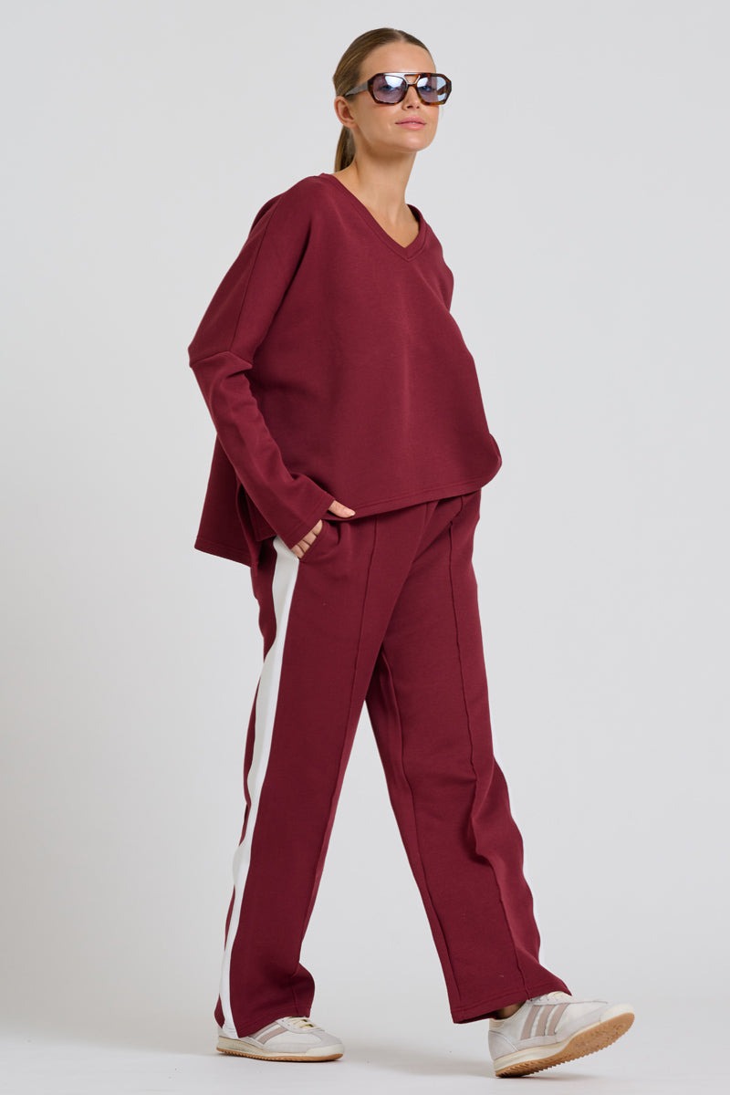 Scuba V Neck Sweatshirt | Plum