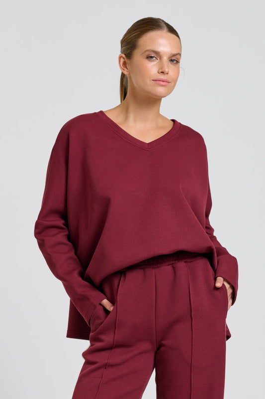 Scuba V Neck Sweatshirt | Plum