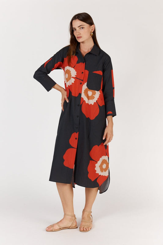 Poppy Shirtdress | Red